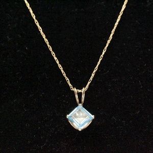 Blue Topaz Necklace 10K yellow gold
